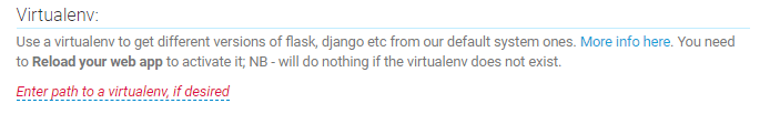 PythonAnywhere Virtual env section of Web tab